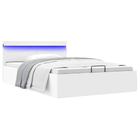 Cama canapé hidráulica con LED sin colchón blanco 120x200