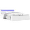Cama canapé hidráulica con LED sin colchón blanco 120x200 cm