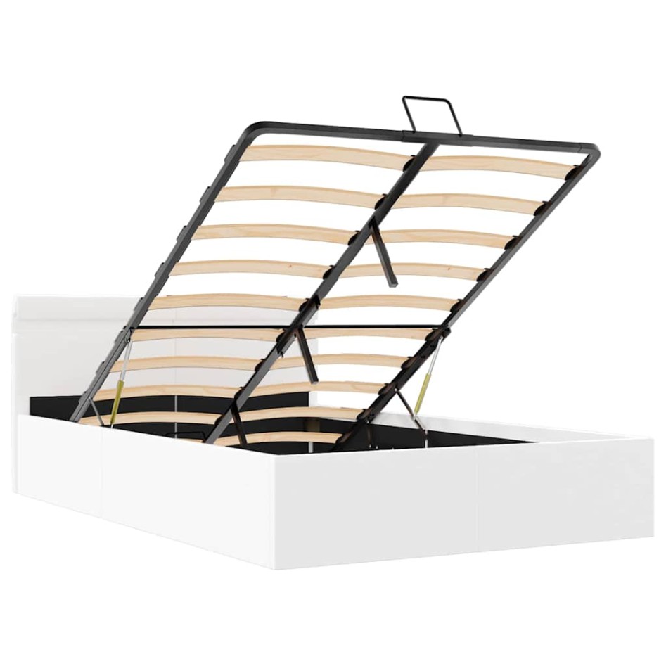 Cama canapé hidráulica con LED sin colchón blanco 120x200