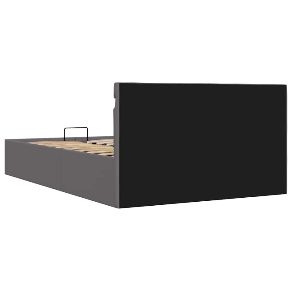 Cama hidráulica almacenaje LED sin colchón gris 140x200