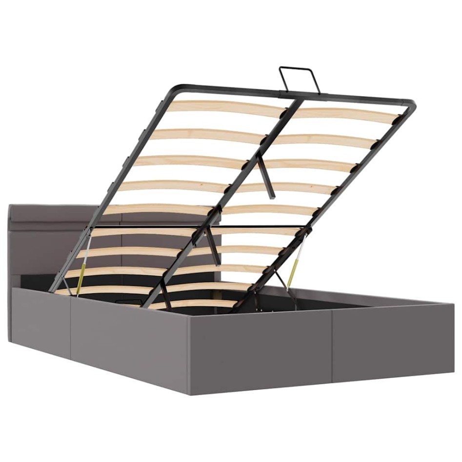 Cama hidráulica almacenaje LED sin colchón gris 140x200