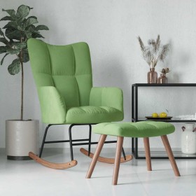 Silla mecedora con reposapiés terciopelo verde