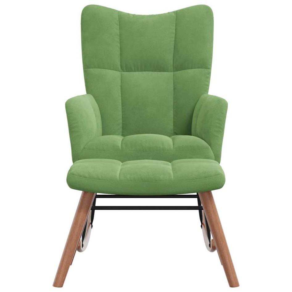 Silla mecedora con reposapiés terciopelo verde