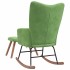 Silla mecedora con reposapiés terciopelo verde
