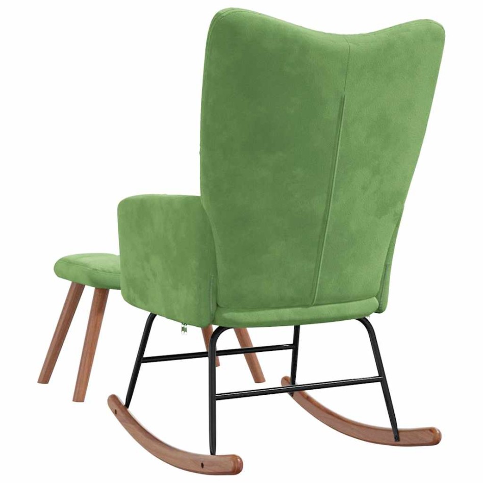 Silla mecedora con reposapiés terciopelo verde
