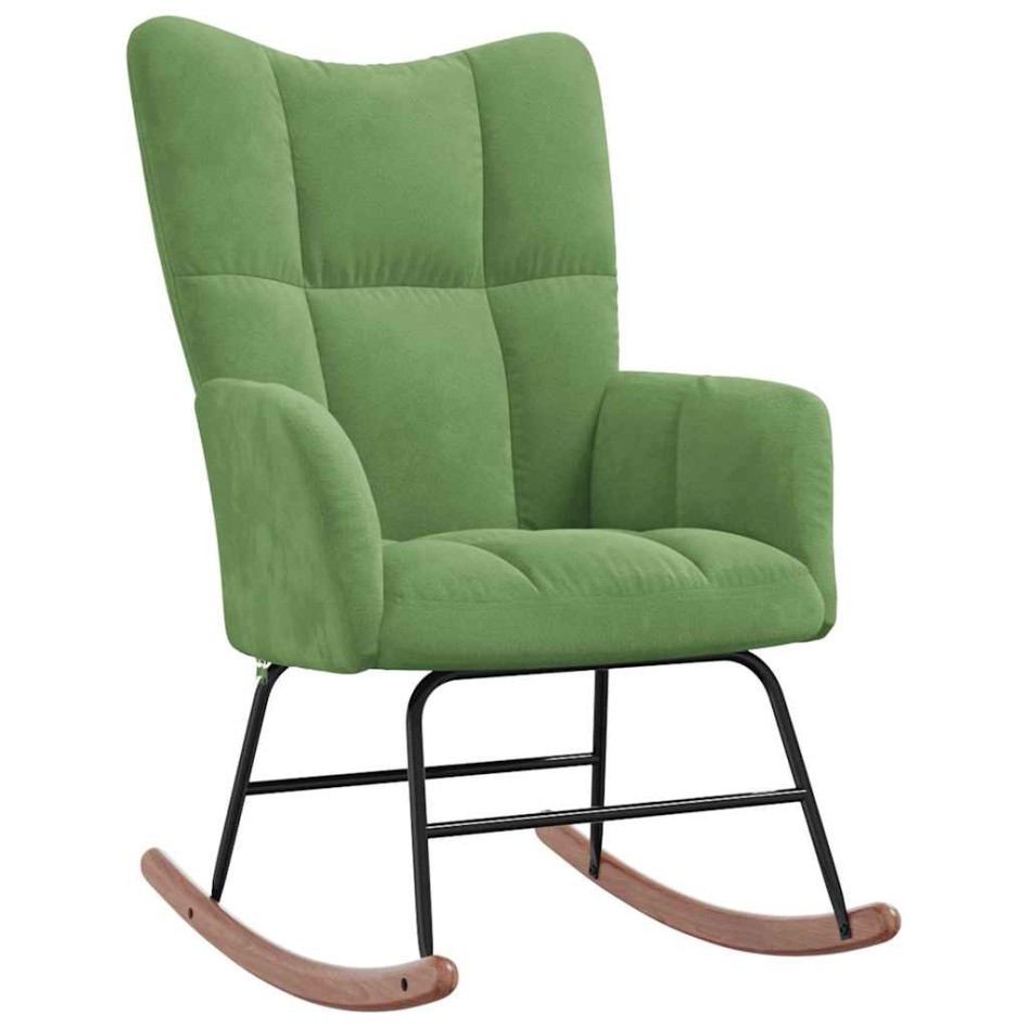 Silla mecedora con reposapiés terciopelo verde