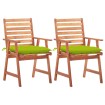 Sillas comedor de jardín 2 uds madera maciza acacia y cojines