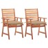 Sillas comedor de jardín 2 uds madera maciza acacia y