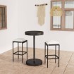Set muebles bar jardín 3 piezas y cojines ratán sintético negro