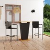 Conjunto de bar para jardín 3 piezas negro