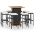 Set de muebles de bar de jardín 9 pzas y cojines ratán PE