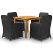 Juego de comedor para jardín 5 piezas negro