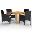 Juego de comedor de jardín de 5 piezas negro