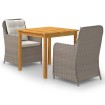 Juego de comedor para jardín de 3 piezas marrón