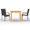 Juego de comedor para jardín 3 piezas marrón
