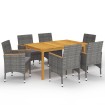 Juego de comedor de jardín de 7 piezas gris