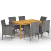 Set de comedor de jardín de 7 piezas gris
