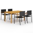 Juego de comedor para jardín 5 piezas negro