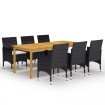 Juego de comedor de jardín de 7 piezas negro