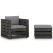 Muebles de jardín 2 piezas con cojines madera impregnada gris