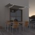 Toldo retráctil manual con LED color crema 350x250