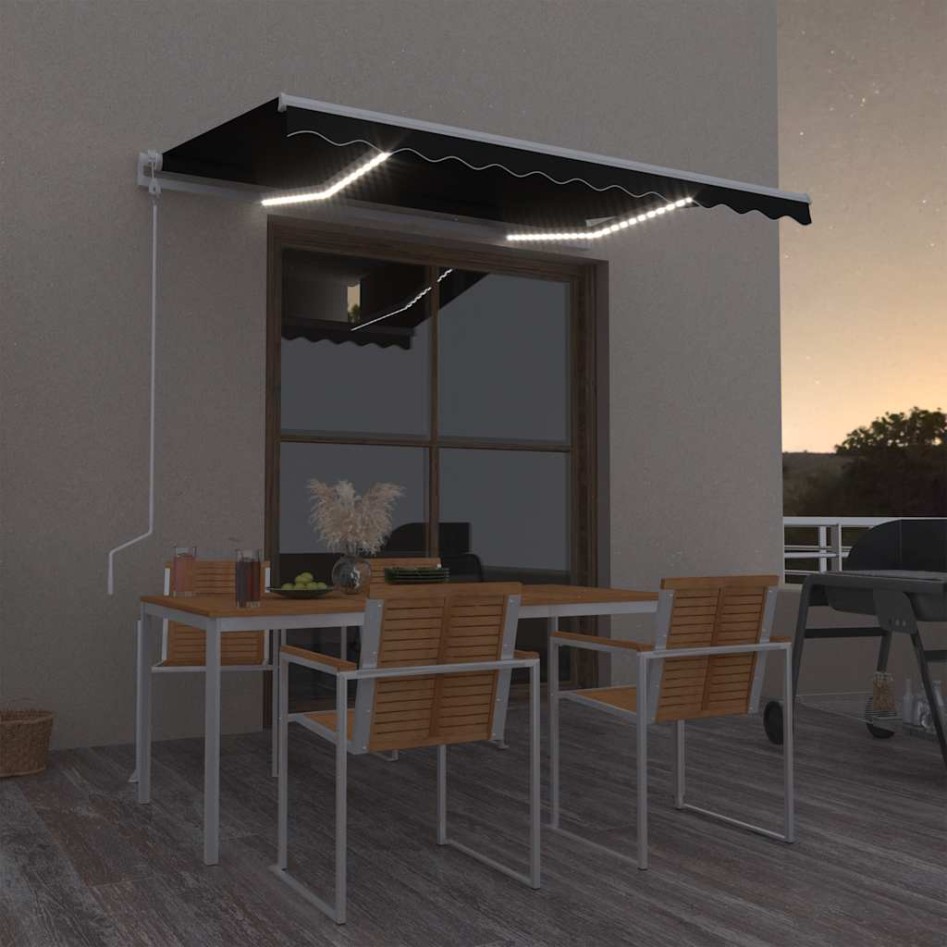 Toldo automático con LED y sensor de viento antracita