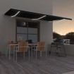 Toldo retráctil manual con luz LED gris antracita 600x300 cm