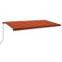 Toldo retráctil manual con luz LED naranja y marrón 600x350
