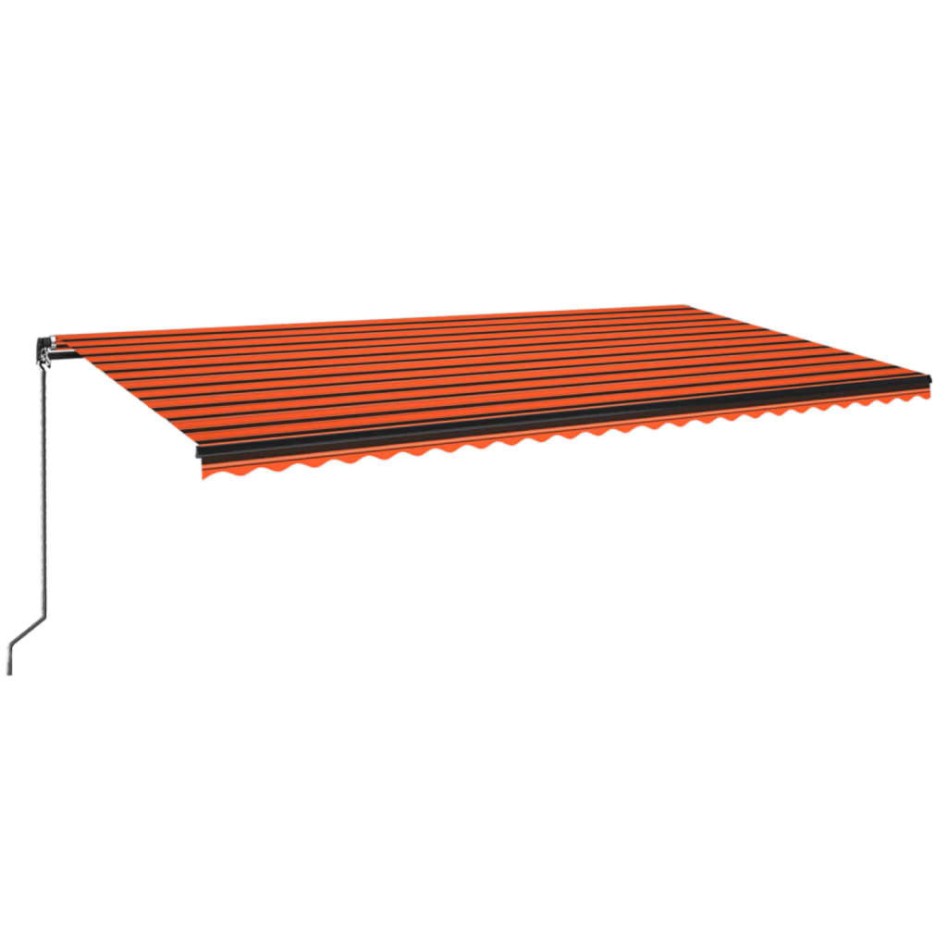 Toldo retráctil manual con luz LED naranja y marrón 600x350