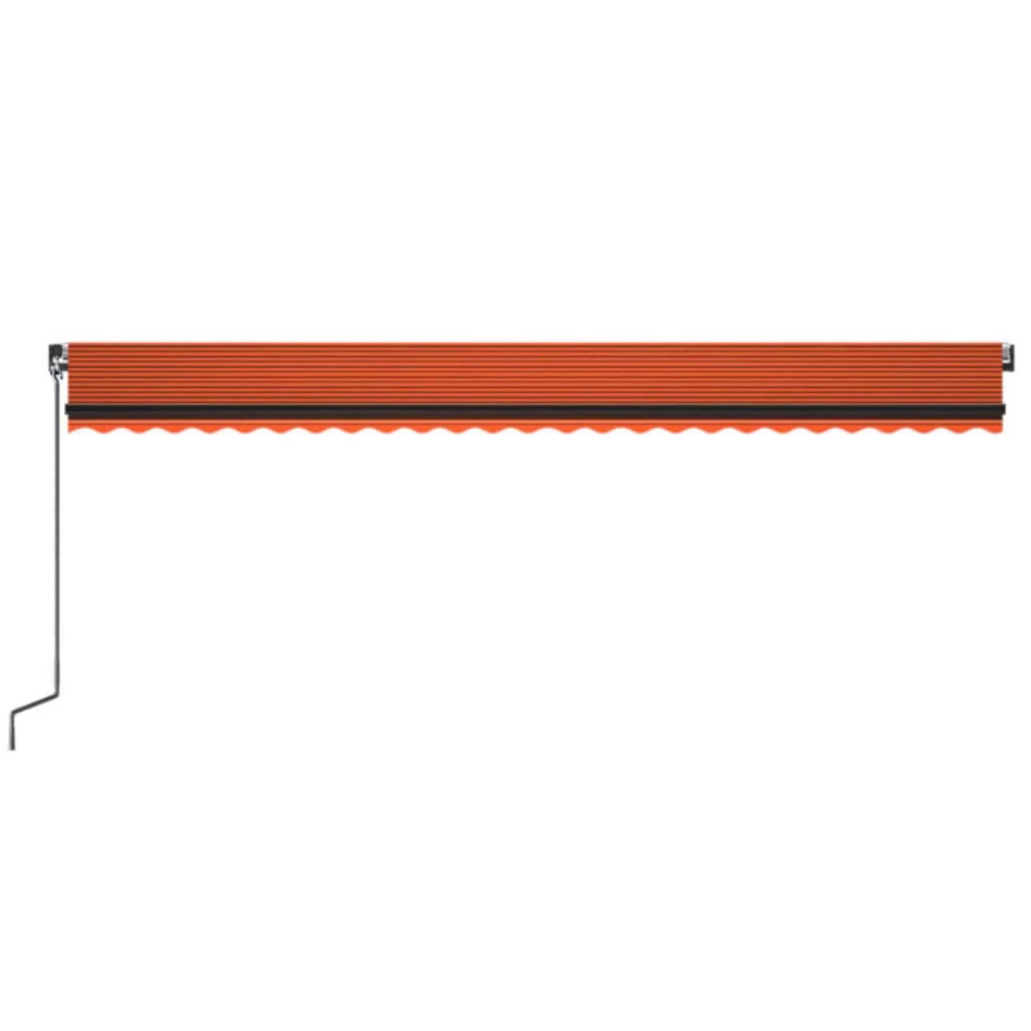 Toldo retráctil manual con luz LED naranja y marrón 600x350