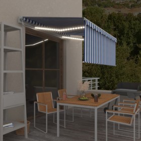 Toldo automático persiana, LED y sensor de viento azul