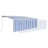 Toldo automático retráctil con persiana azul y blanco 4,5x3
