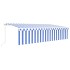 Toldo retráctil manual con persiana azul y blanco 6x3