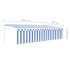 Toldo retráctil manual con persiana azul y blanco 6x3