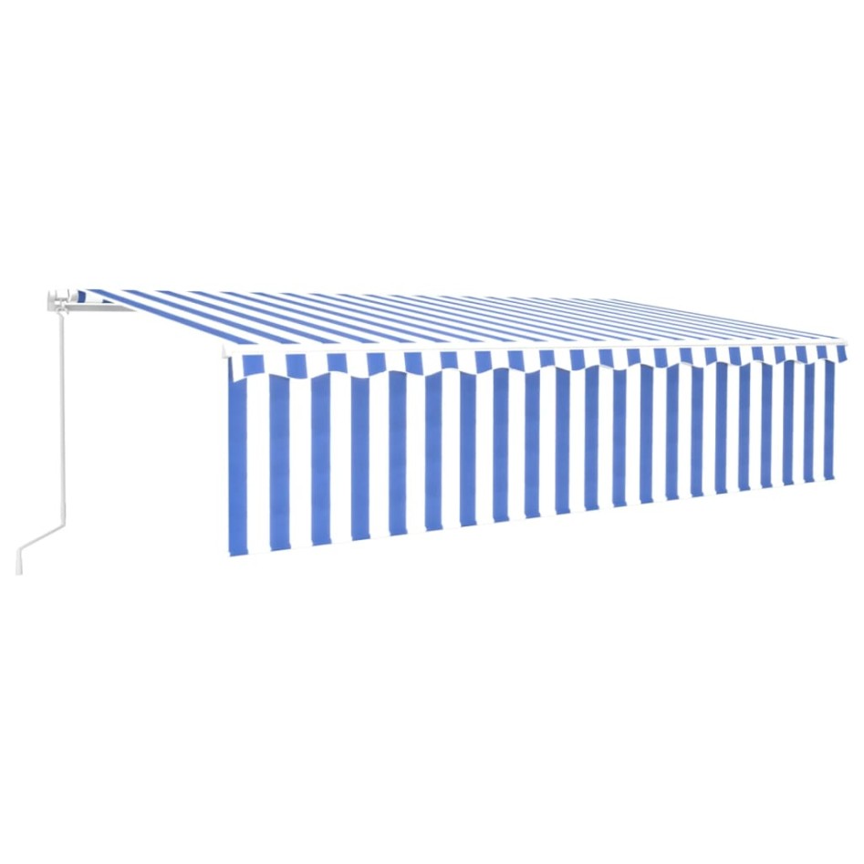 Toldo retráctil manual con persiana y LED azul y blanco 6x3