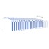 Toldo retráctil manual con persiana y LED azul y blanco 6x3