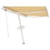 Toldo de pie automático amarillo y blanco 300x250