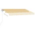 Toldo de pie automático amarillo y blanco 300x250