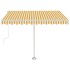 Toldo de pie automático amarillo y blanco 300x250