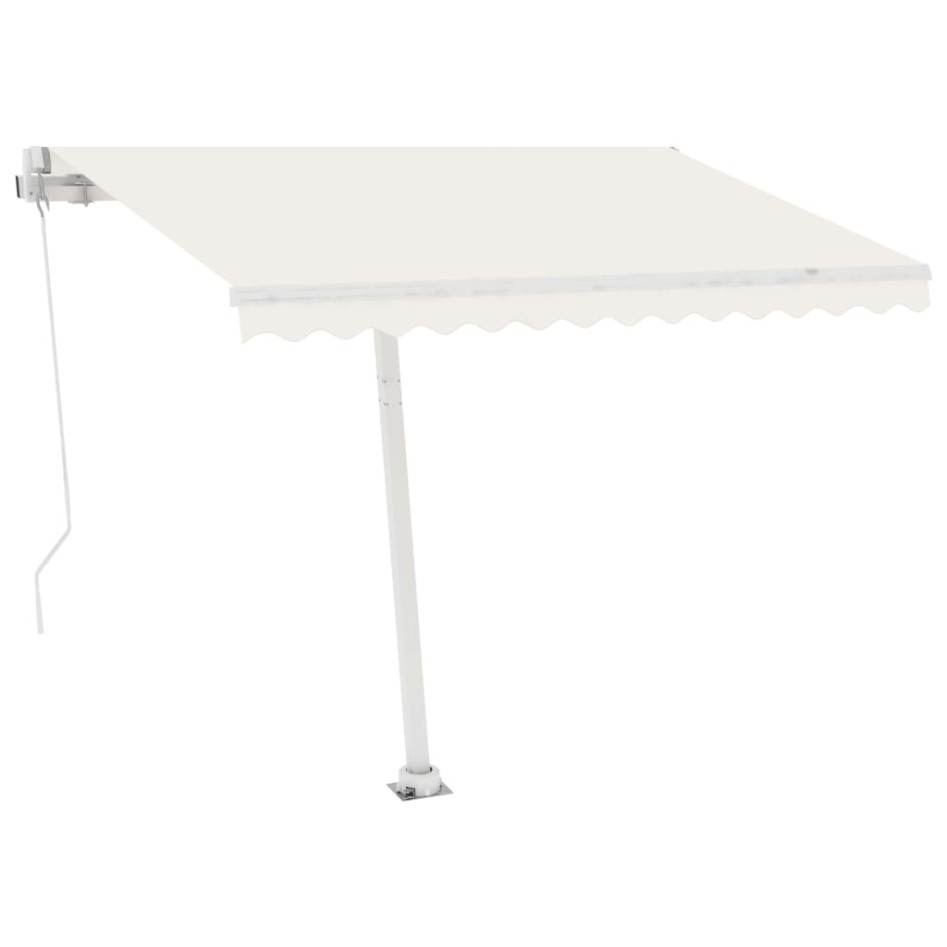 Toldo retráctil manual con LED color crema 350x250
