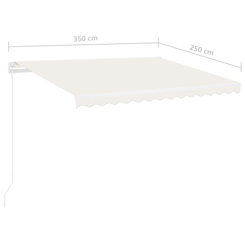 Toldo retráctil manual con LED color crema 350x250