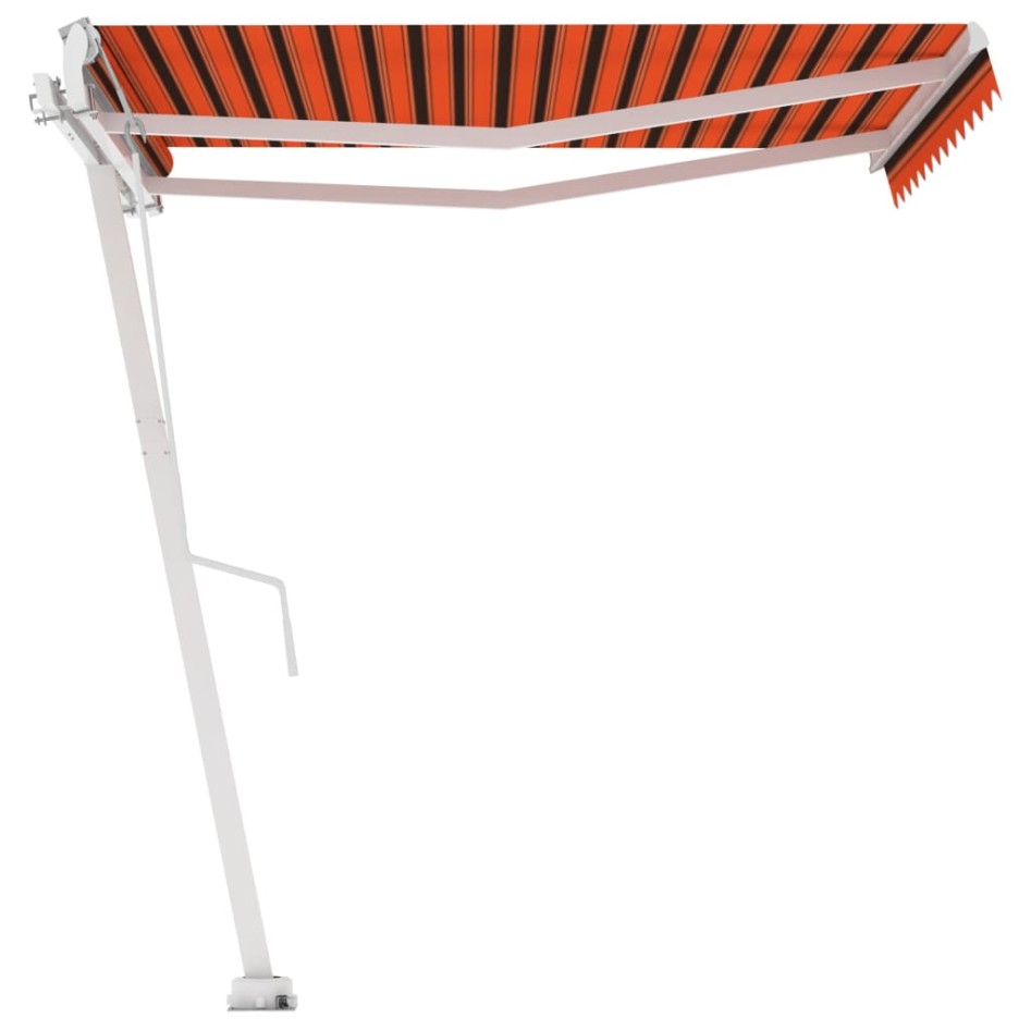 Toldo de pie manual retráctil naranja y marrón 350x250