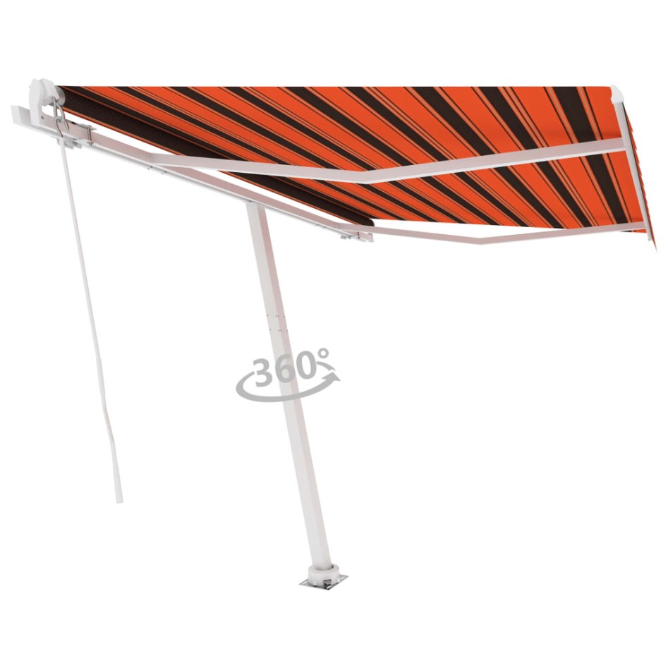 Toldo de pie manual retráctil naranja y marrón 350x250