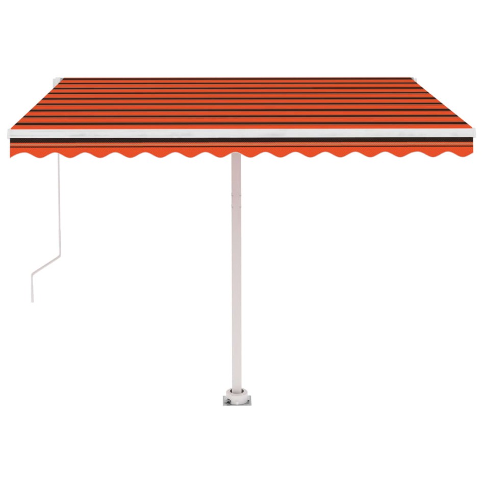 Toldo de pie manual retráctil naranja y marrón 350x250