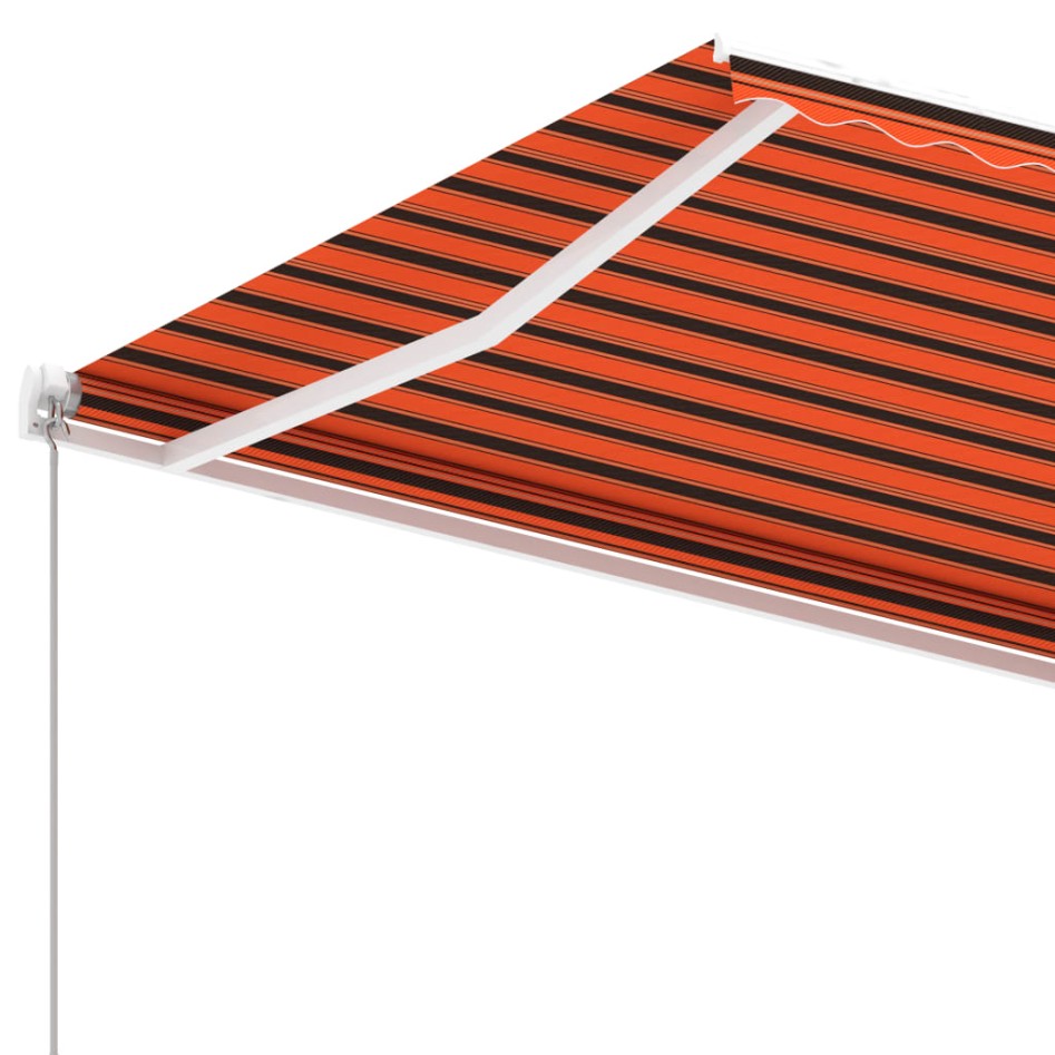 Toldo de pie manual retráctil naranja y marrón 350x250