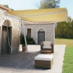 Toldo de pie retráctil manual amarillo y blanco 500x350 cm