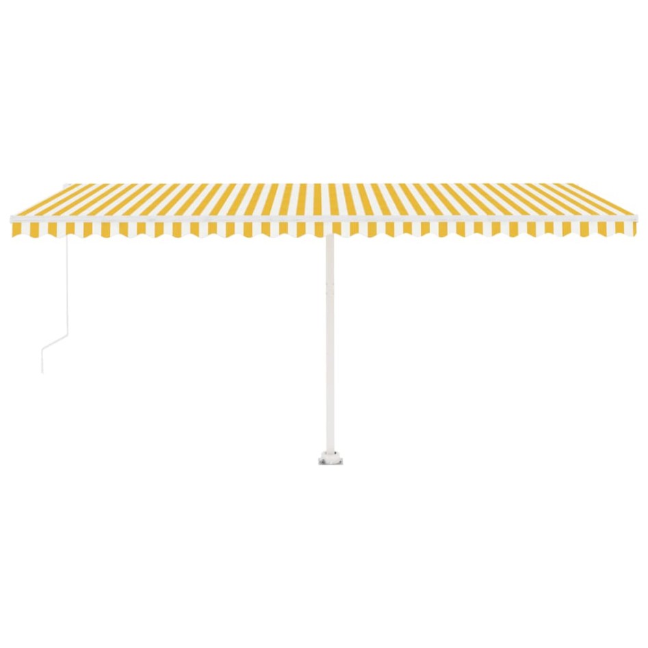 Toldo de pie retráctil manual amarillo y blanco 500x350