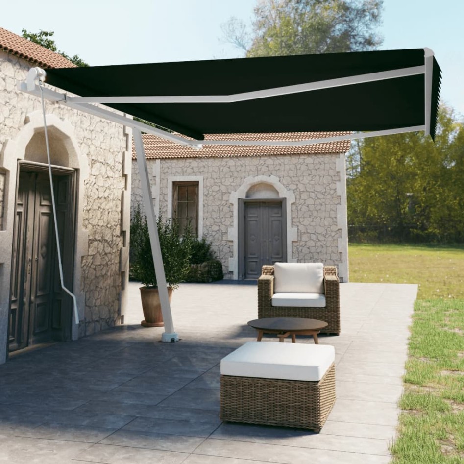 Toldo de pie retráctil manual gris antracita 450x350