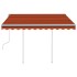 Toldo retráctil manual con postes naranja y marrón 3,5x2,5