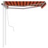 Toldo retráctil manual con postes naranja y marrón 3,5x2,5
